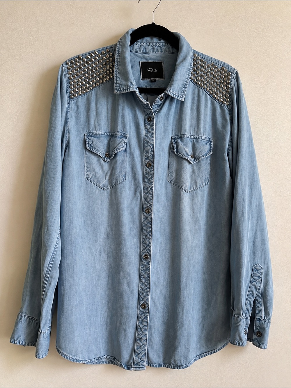 Rails Studded Chambray Denim Button-Down Shirt